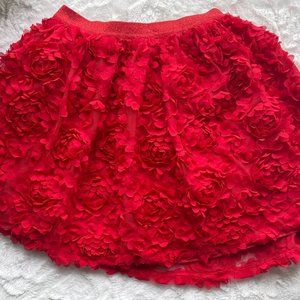 Red floral skirt